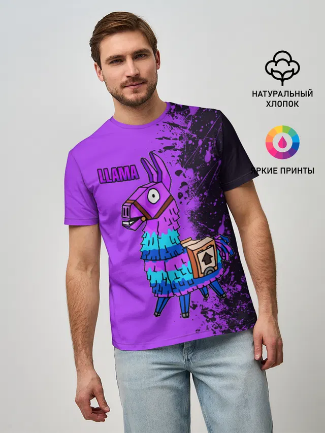 Мужская базовая футболка с принтом «Королевская битва — FORTNITE»