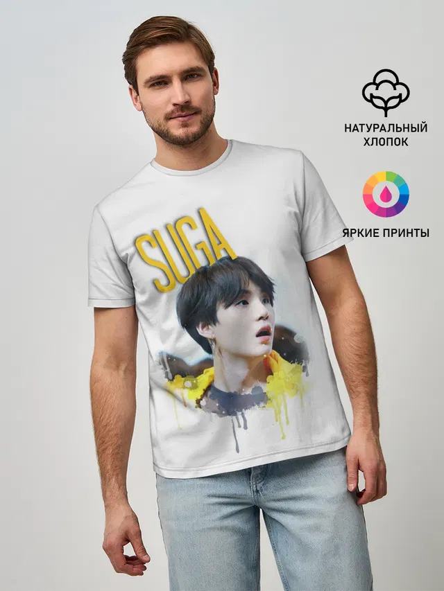 Мужская базовая футболка с принтом «BTS»