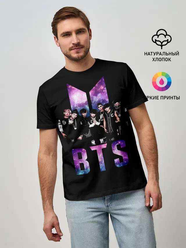 Мужская базовая футболка с принтом «BTS — BTS ARMY»