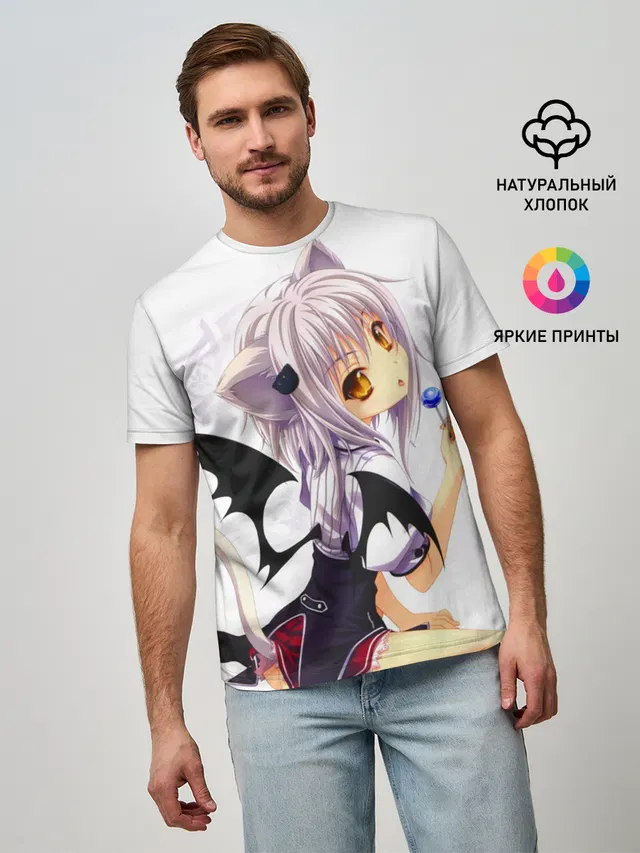 Мужская базовая футболка с принтом «Демоны старшей школы — High School DxD, Конэко»