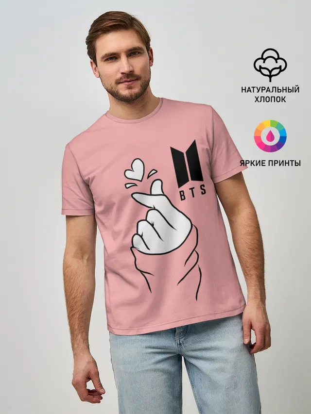 Мужская базовая футболка с принтом «BTS»