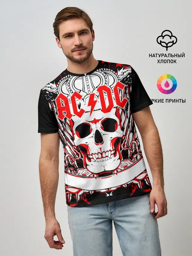 Мужская базовая футболка с принтом «AC/DC»