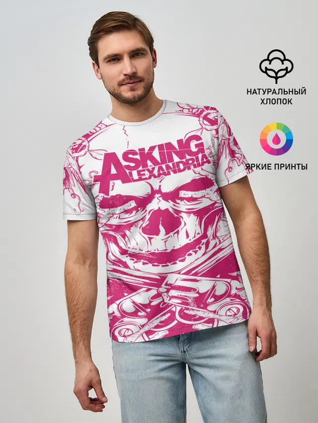 Мужская базовая футболка с принтом «Asking Alexandria»