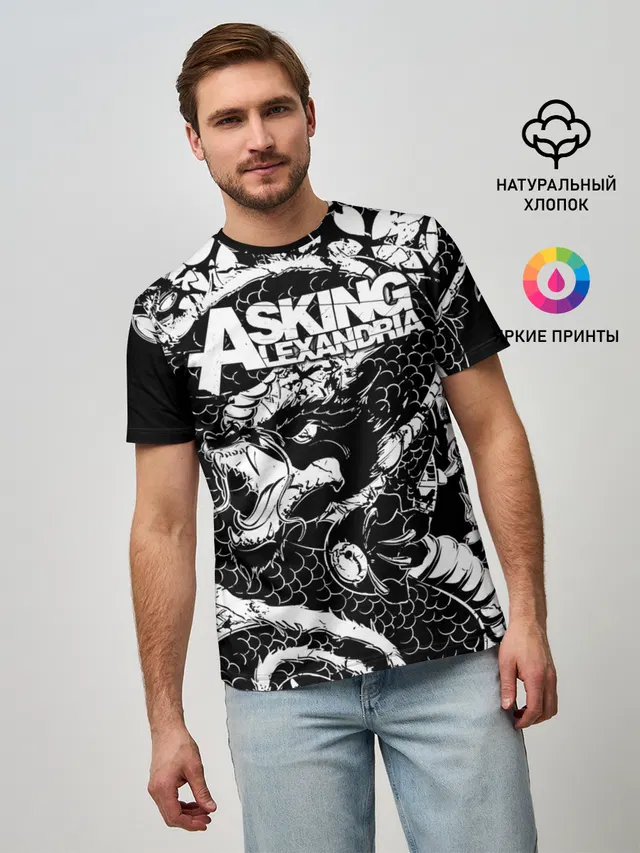 Мужская базовая футболка с принтом «Asking Alexandria»