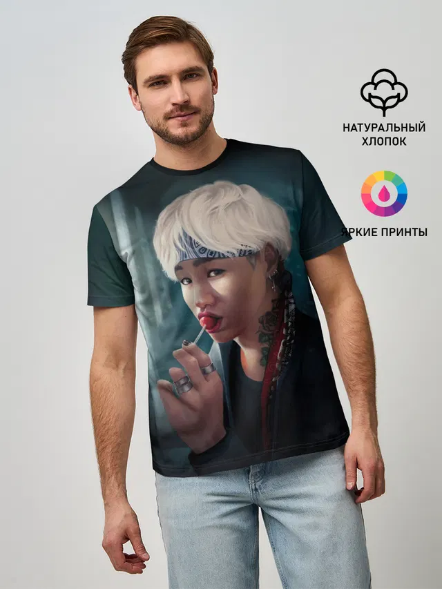 Мужская базовая футболка с принтом «BTS — Suga»