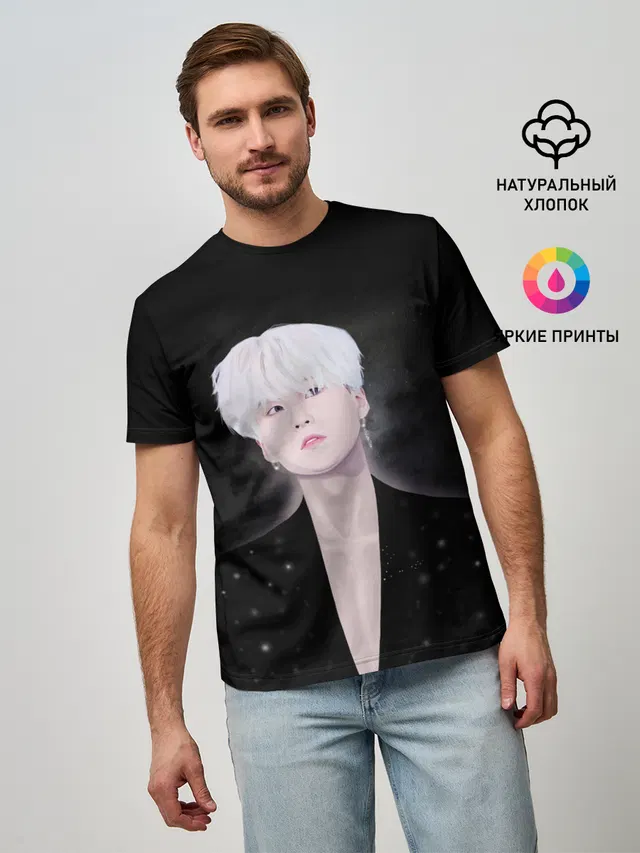Мужская базовая футболка с принтом «BTS — SUGA»