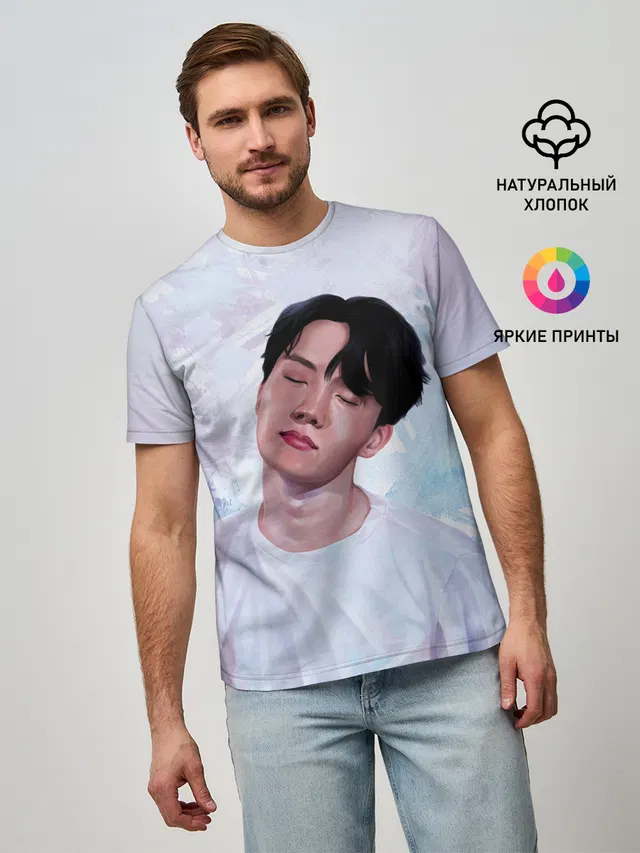 Мужская базовая футболка с принтом «BTS»