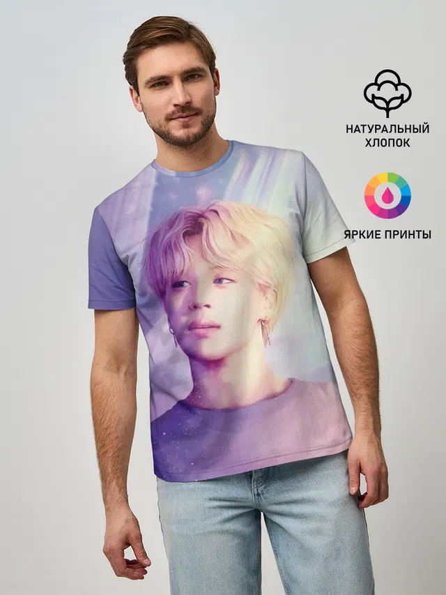 Мужская базовая футболка с принтом «BTS»