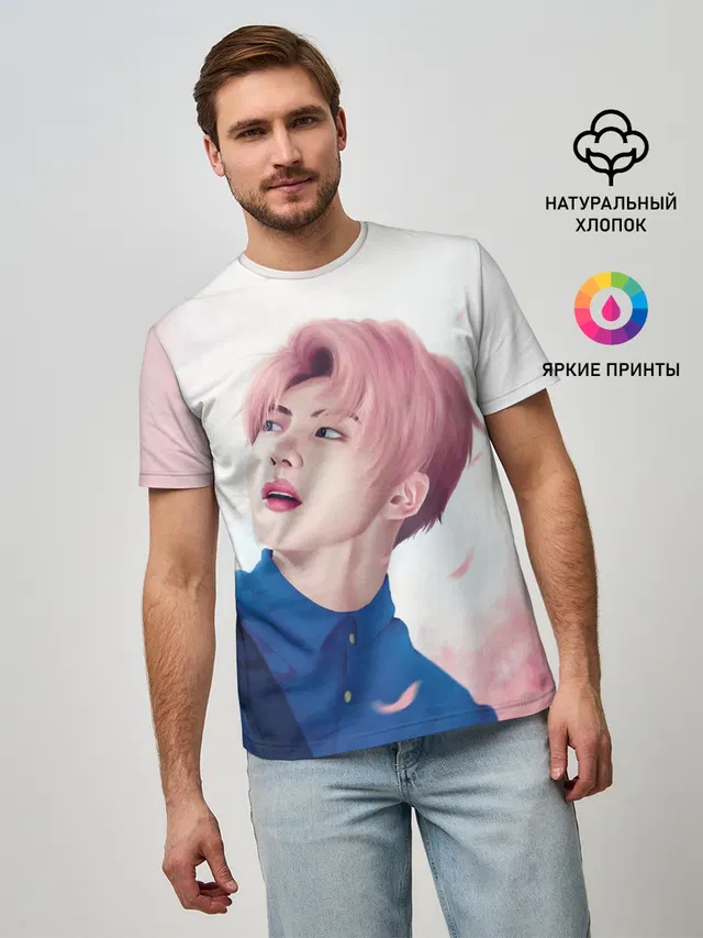 Мужская базовая футболка с принтом «BTS — Сакура»