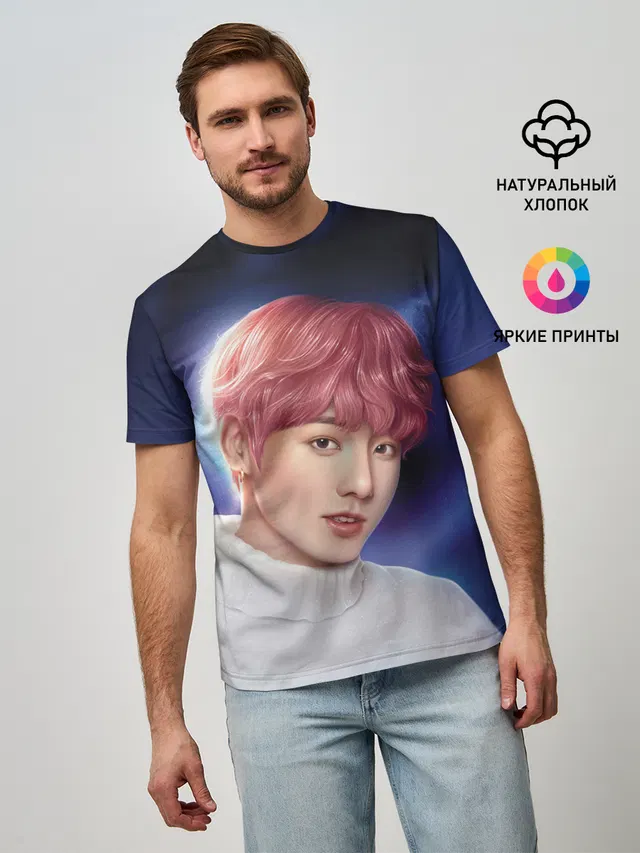 Мужская базовая футболка с принтом «BTS — Kiss»