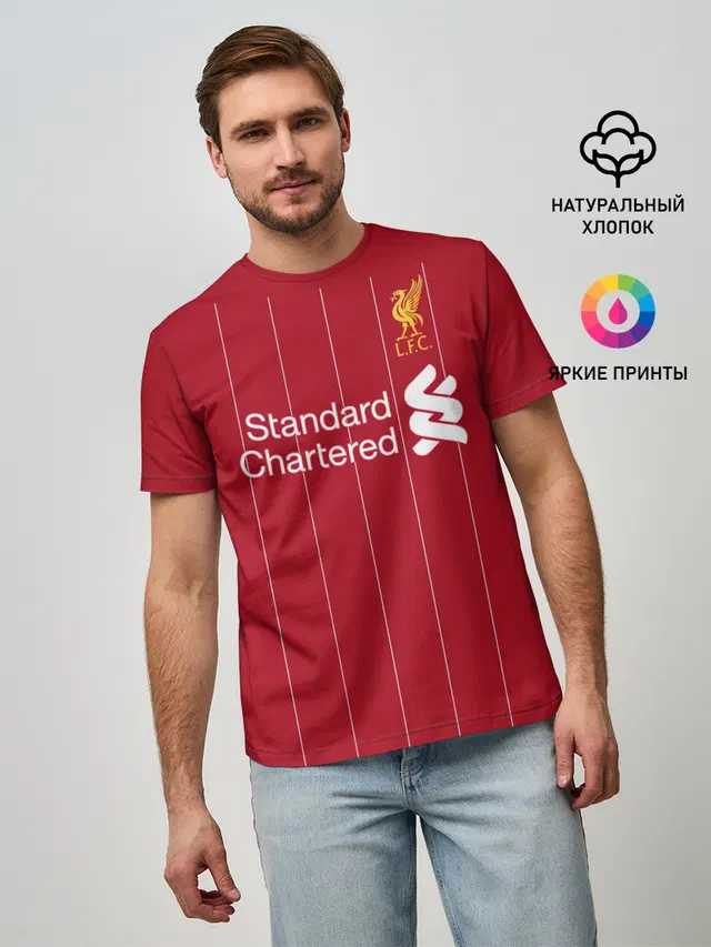 Мужская базовая футболка с принтом «Ливерпуль — Liverpool home 19-20»