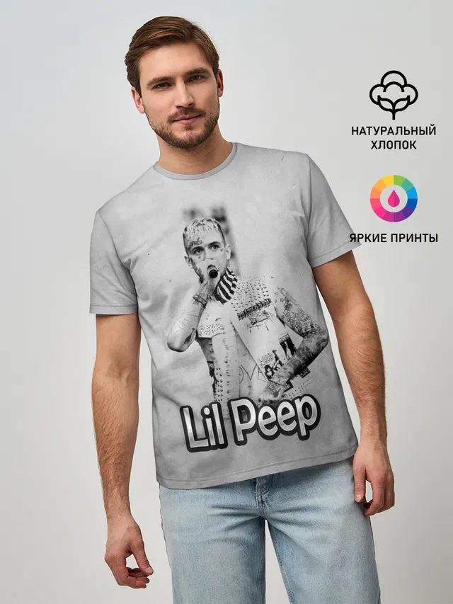 Мужская базовая футболка с принтом «Lil Peep»