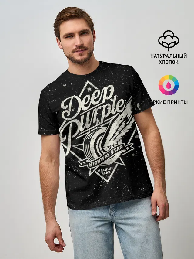 Мужская базовая футболка с принтом «Deep Purple»