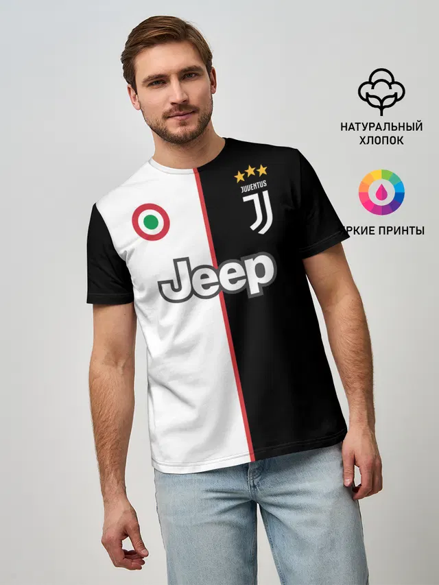 Мужская базовая футболка с принтом «Ювентус — Ronaldo Juventus Home 19/20»