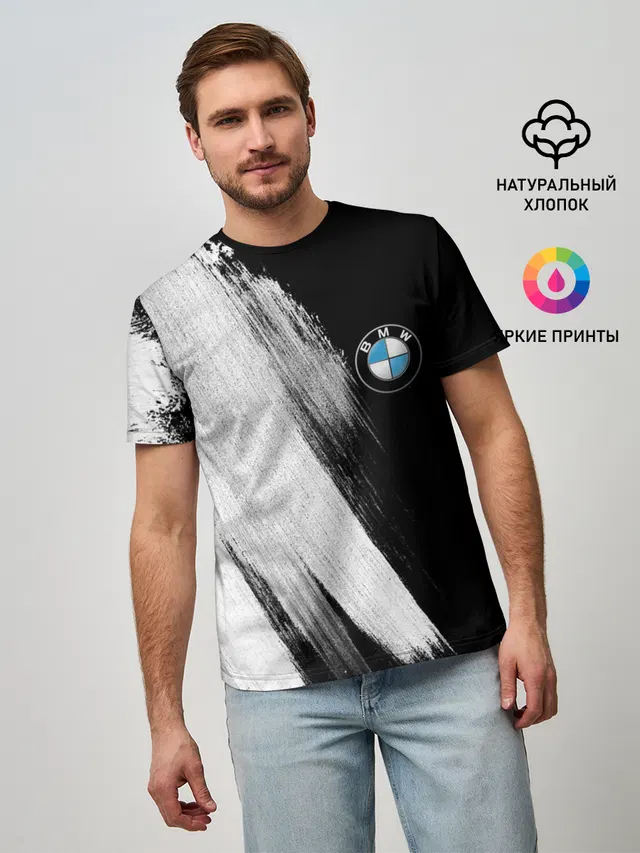 Мужская базовая футболка с принтом «BMW»