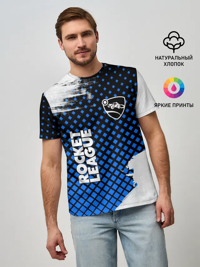 Мужская базовая футболка с принтом «Rocket League»