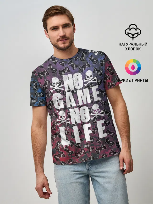 Мужская базовая футболка с принтом «No Game No Life»