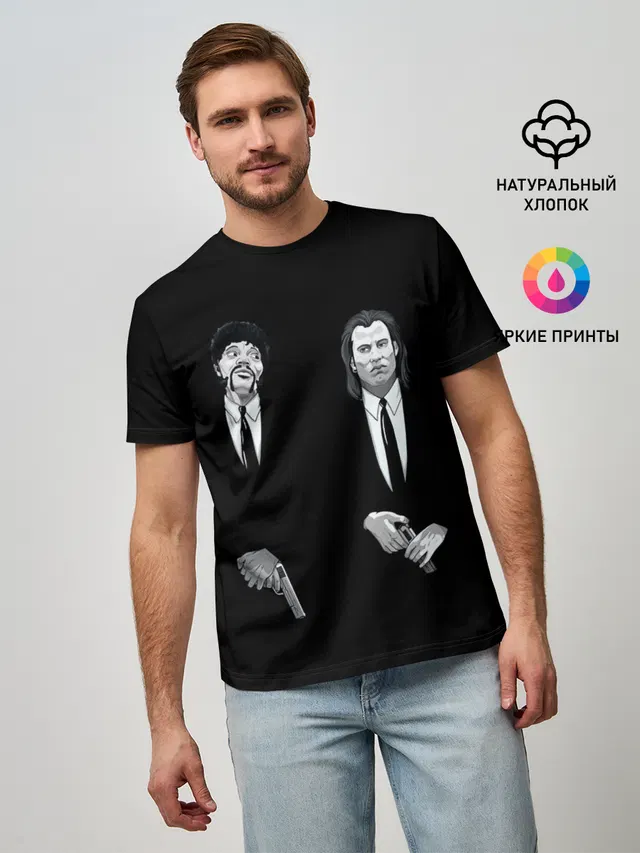 Мужская базовая футболка с принтом «Тарантино — Pulp Fiction - Art 3»