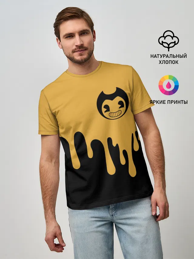 Мужская базовая футболка с принтом «Bendy and the ink machine»