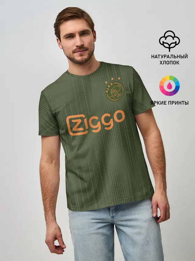 Мужская базовая футболка с принтом «Ajax away 19-20»