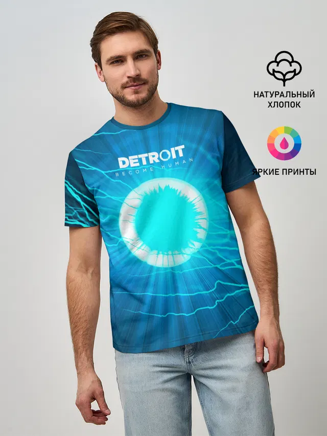 Мужская базовая футболка с принтом «Detroit: Вecome Human»