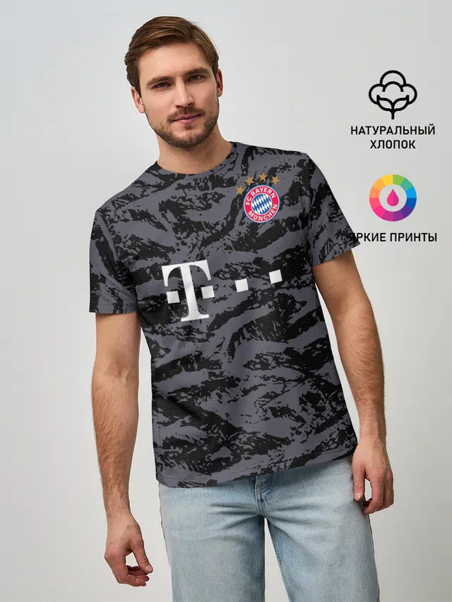 Мужская базовая футболка с принтом «Bayern away gk 18-19»