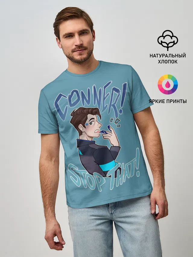 Мужская базовая футболка с принтом «Conner Stop»