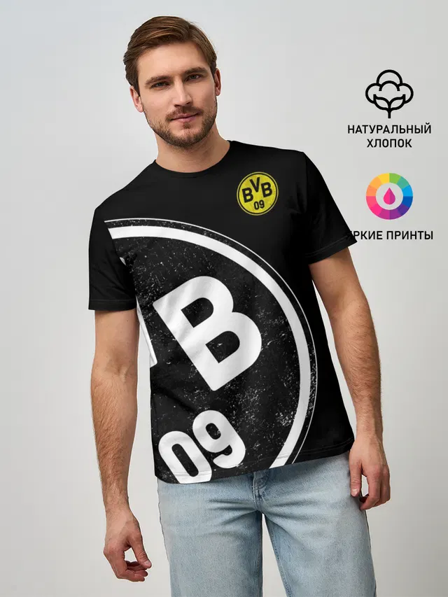 Мужская базовая футболка с принтом «Borussia — Borussia Dortmund Exclusive»