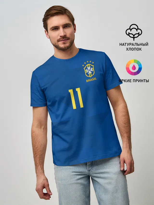 Мужская базовая футболка с принтом «Coutinho away WC 2018»