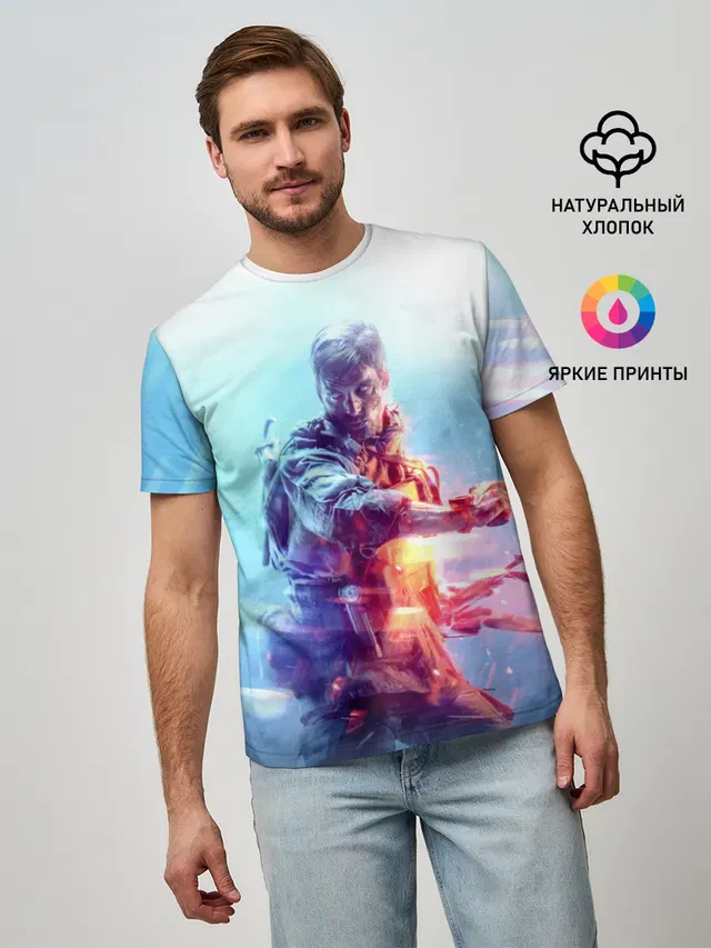 Мужская базовая футболка с принтом «Battlefield 5 Man»