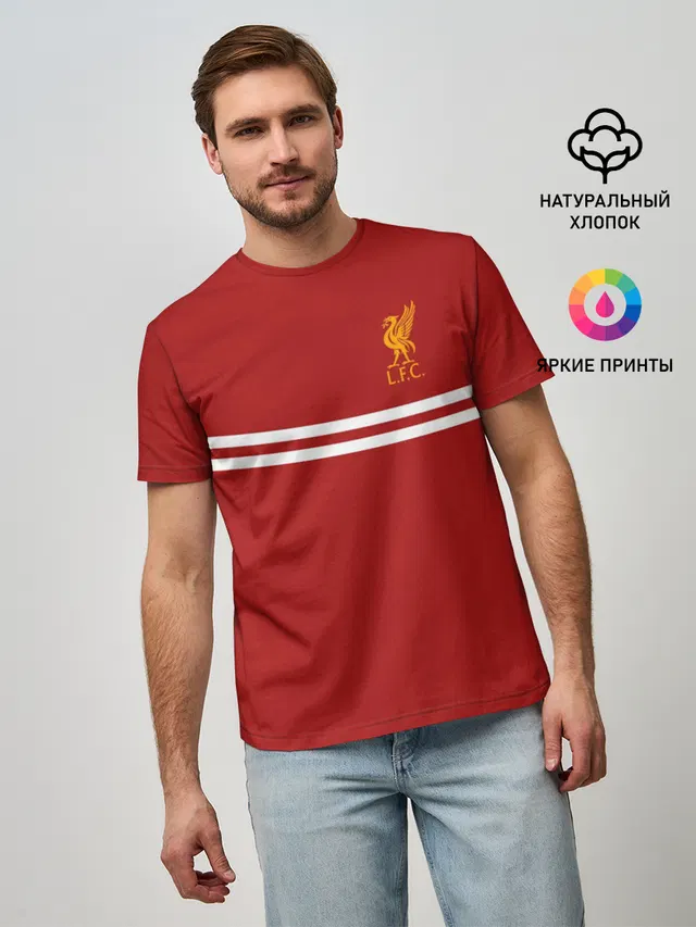 Мужская базовая футболка с принтом «Ливерпуль — LIVERPOOL SPORT»