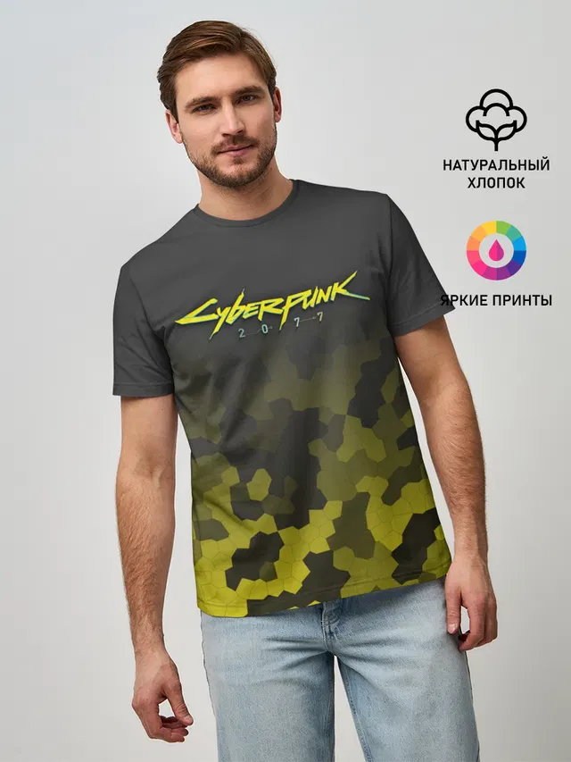 Мужская базовая футболка с принтом «Cyberpunk 2077»