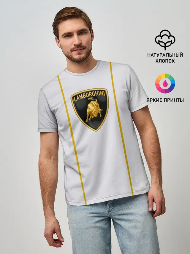 Мужская базовая футболка с принтом «Lamborghini»