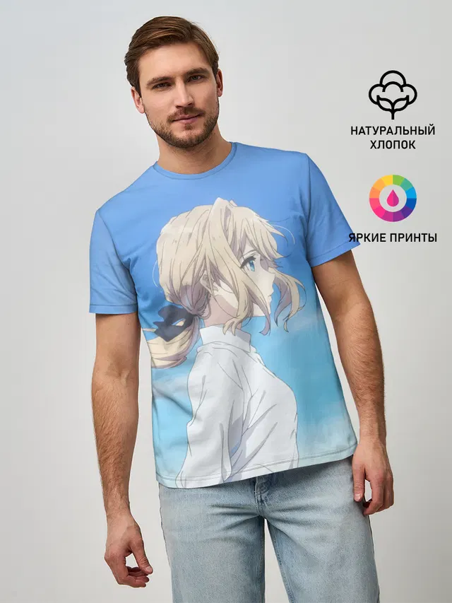 Мужская базовая футболка с принтом «Violet Evergarden»