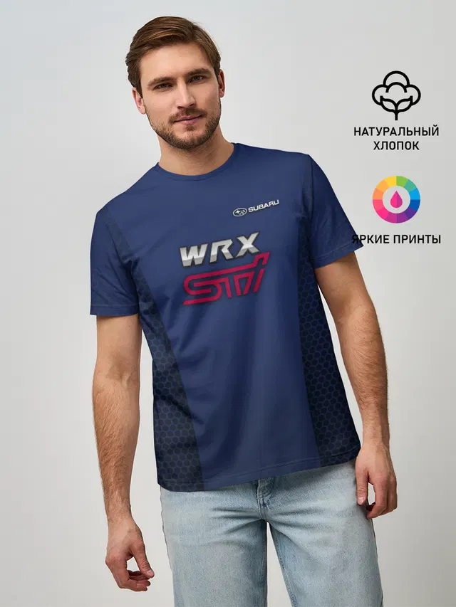 Мужская базовая футболка с принтом «Subaru WRX STI»