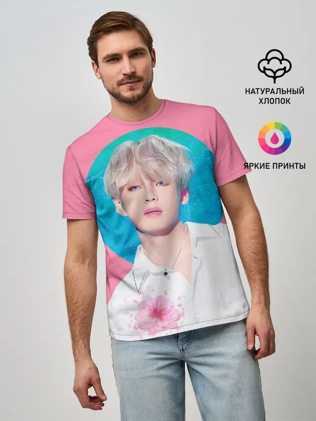 Мужская базовая футболка с принтом «BTS — V»