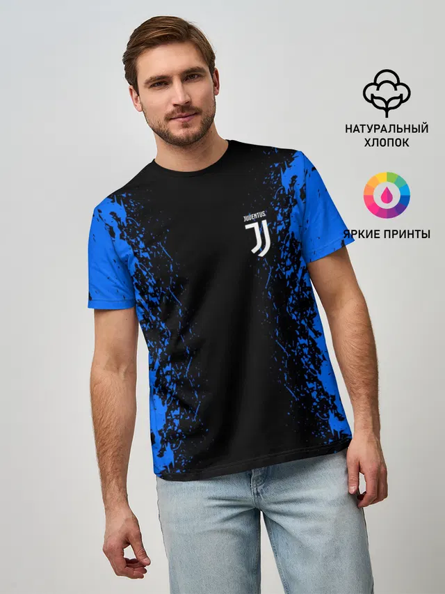Мужская базовая футболка с принтом «Ювентус — JUVENTUS SPORT»