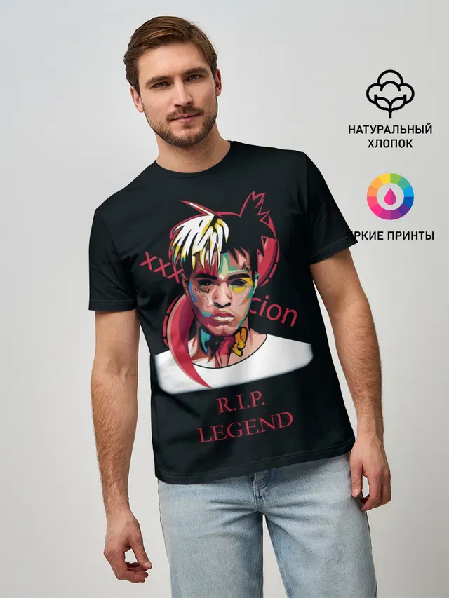 Мужская базовая футболка с принтом «XXXtentacion — RIP Legend 2»
