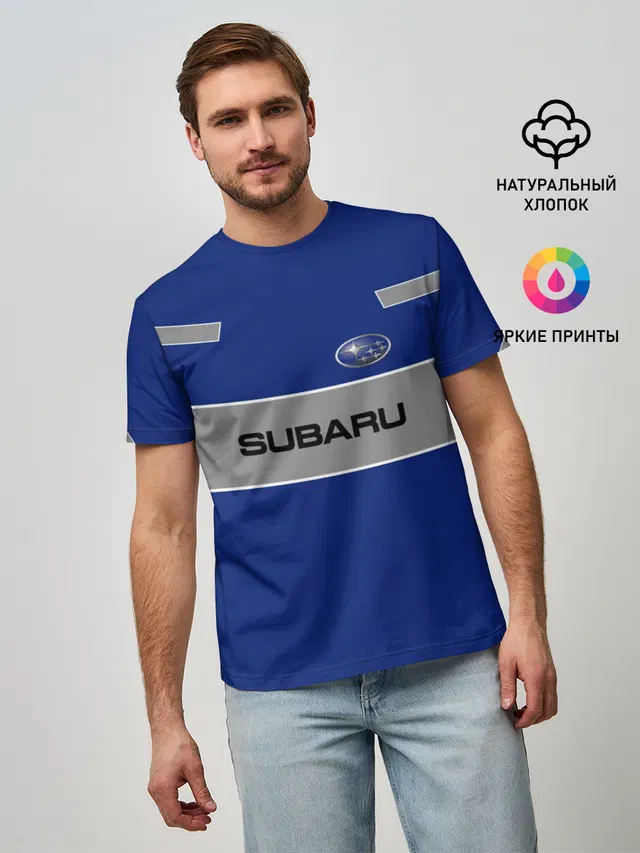 Мужская базовая футболка с принтом «Subaru»