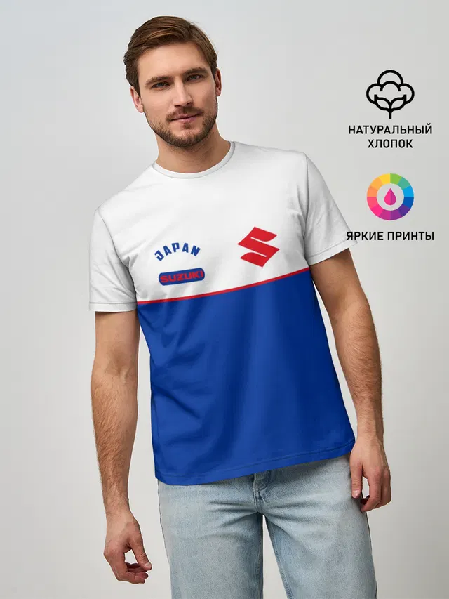 Мужская базовая футболка с принтом «Suzuki»