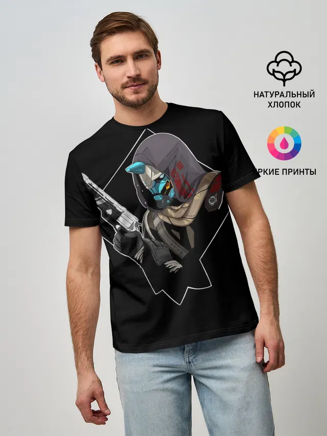 Мужская базовая футболка с принтом «Cayde-6»