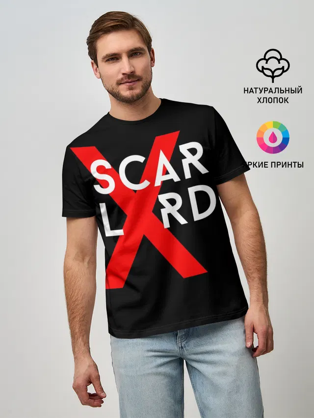 Мужская базовая футболка с принтом «Scarlxrd — scarlxrd_3»