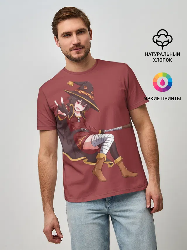 Мужская базовая футболка с принтом «Megumin peace»