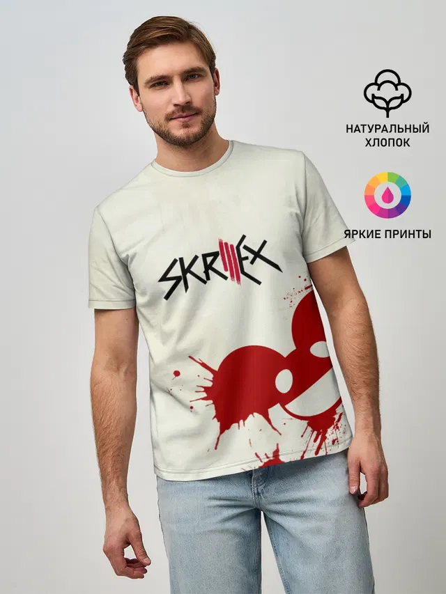 Мужская базовая футболка с принтом «Skrillex»