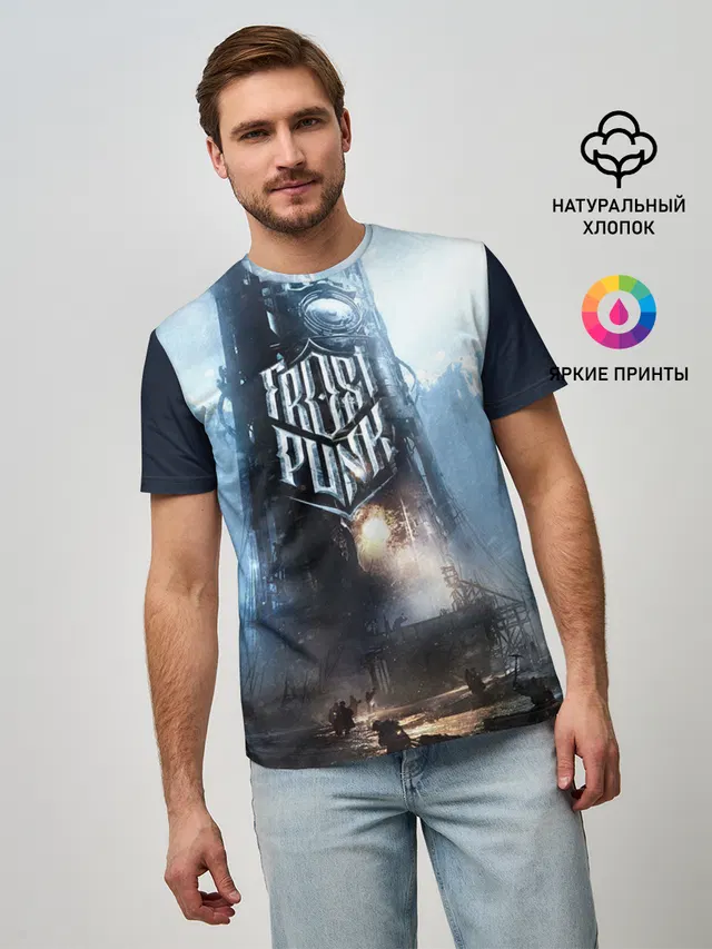 Мужская базовая футболка с принтом «Frostpunk»