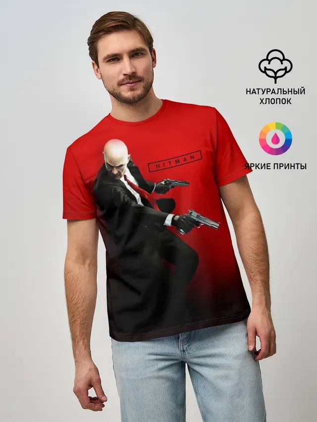 Мужская базовая футболка с принтом «Hitman — Hitman_3»