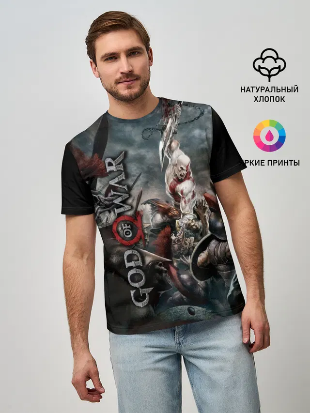 Мужская базовая футболка с принтом «God of war»