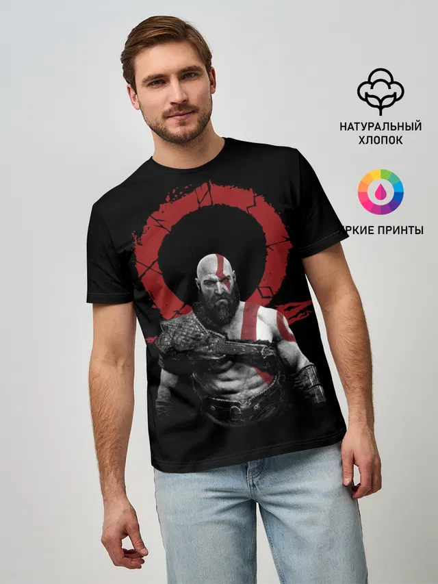 Мужская базовая футболка с принтом «God of war — God of War 4»