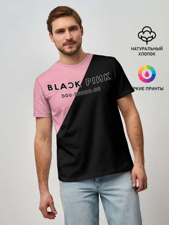 Мужская базовая футболка с принтом «BlackPink — DDU-DU DDU-DU BlackPink»
