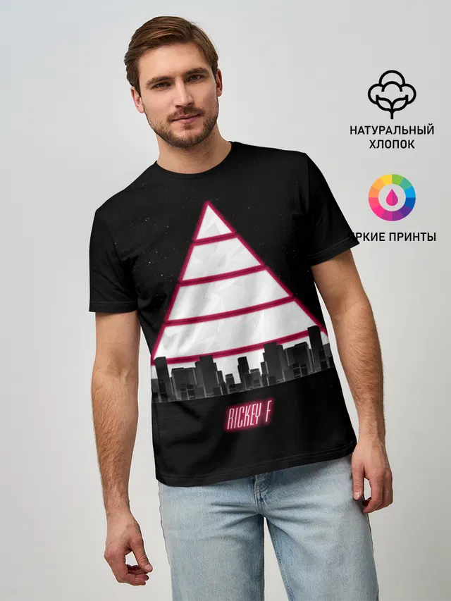 Мужская базовая футболка с принтом «Rickey F — Triangle»